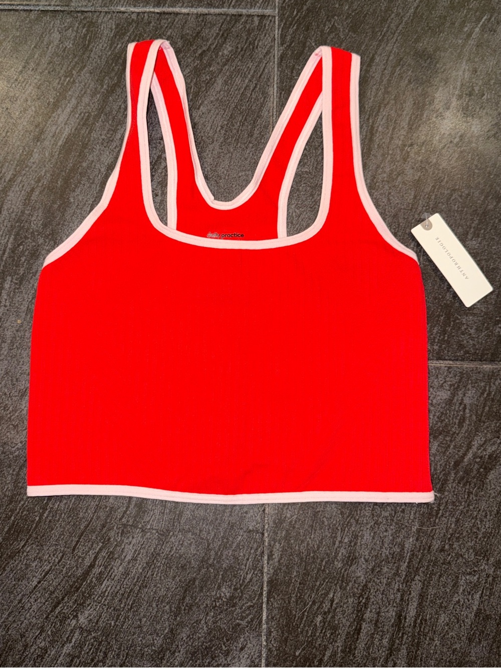 Anthropologie Daily Practice Red and White Crop Top